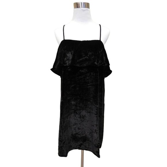 Madewell Dresses & Skirts - NEW MADEWELL $158 Velvet Ruffle Mini Dress Size XS Black G8351 PWW